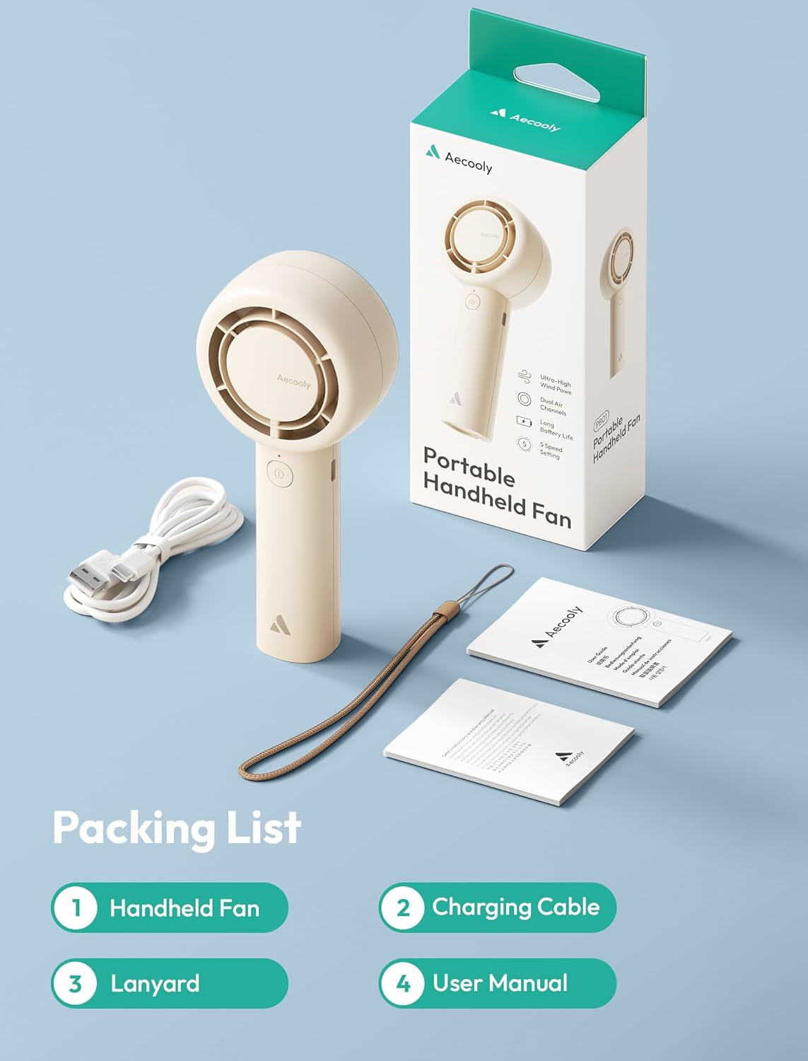 Slim Portable Fan + Portable Handheld Turbo Fan