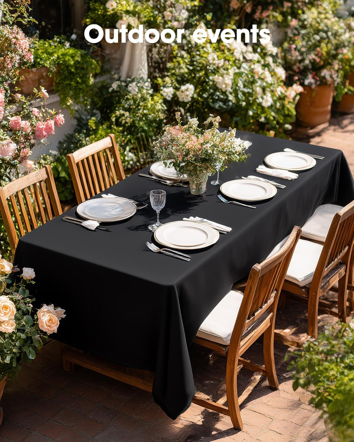 Rectangle Table Cloth 60" X 84" – Durable Polyester Tablecloth Offers Reusable & Washable Protection, Ideal for Outdoor Party, Picnic, Wedding, Banquet and Birthday, 1 Pack, Black