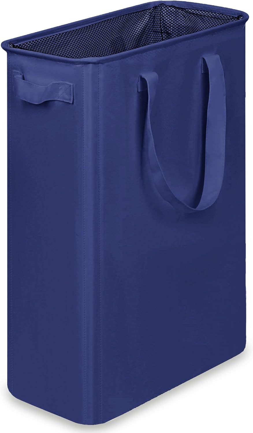 Slim Laundry Basket, Narrow Laundry Hamper with Handles, Collapsible Dirty Clothes Hamper, Tall Laundry Bin for Laundry Room, Dorm and Bedroom, 12.7 Gallons(48L) Blue