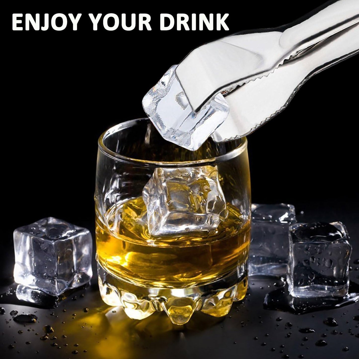 Ice Tongs for Ice Bucket 6-3/4 Inch - Set of 2 - Premium 18/8 Stainless Steel Ice Tongs with Teeth for Ice Sugar Cubes Tea Party Coffee Bar Food Serving