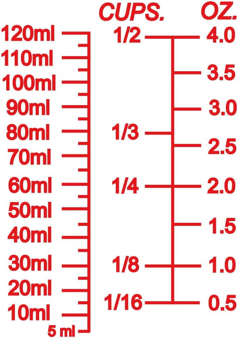 Ackers 4Oz Glass Measuring Cup – Shot Glass with Ounce,Ml,Cups Markings for Kitchen & Bar(Red Line)