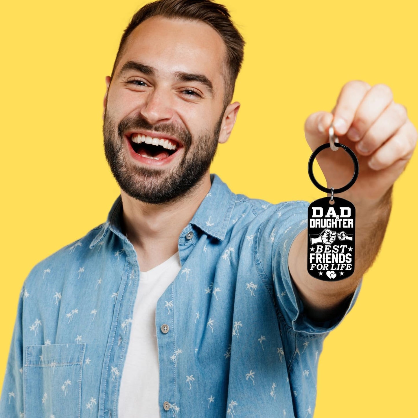 Dad & Daughter Gifts for Fathers Day - Novelty Girls Accessories Keychains - Dad & Daughter Best Friends for Life, Christmas Xmas White Elephant Gift, Stocking Stuffers Men, Father in Law