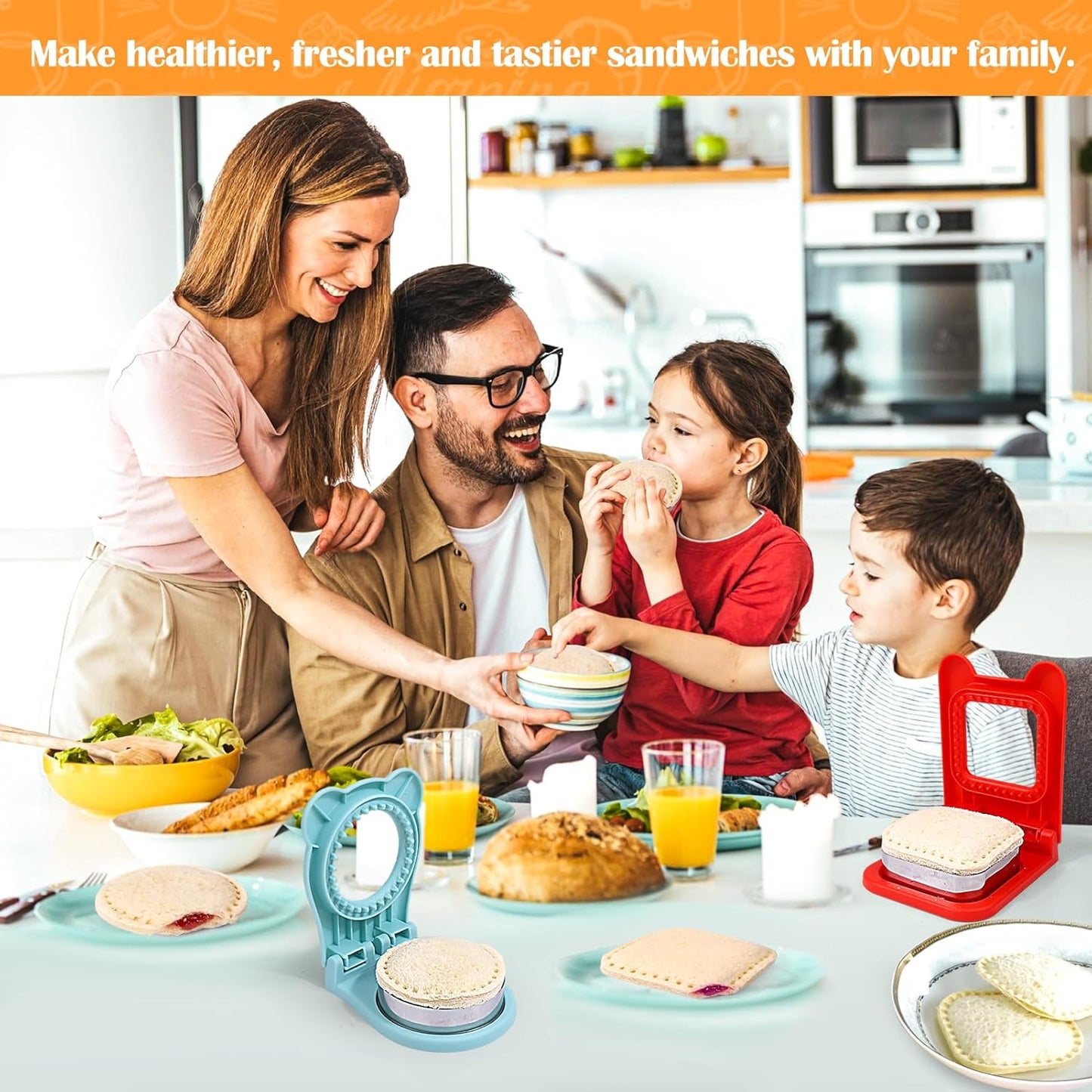 Sandwich Maker,2Pcs Sandwich Cutters for Kids Lunch,Crustless Breakfast Sandwich Cutter and Sealer Set Great for Children Boys Girls Lunchbox and Bento Box,Circle Square