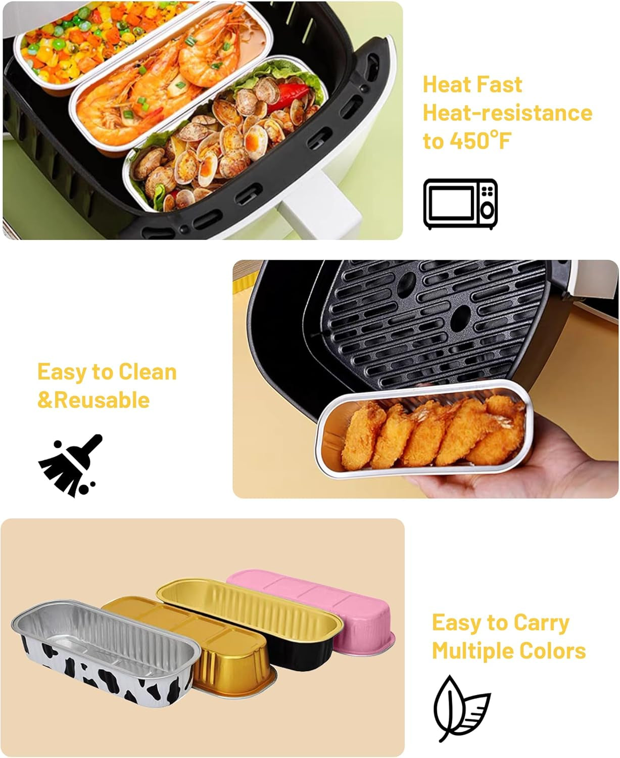 50-Pack 6.8Oz Rectangular Aluminum Foil Baking Pans - Disposable Mini Cake Pans with Lids, Cheesecake & Bread-Pink