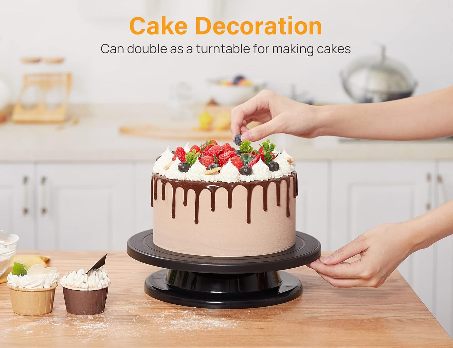 11 Inch Rotate Turntable Sculpting Wheel Revolving Cake Turntable Black Painting Turn Table Lightweight Stand for Paint Spraying Spinner, Cake Decorating, Displaying Item