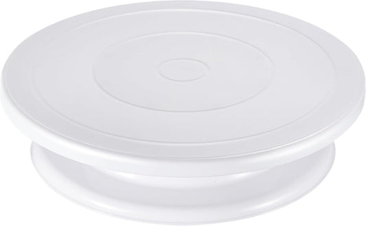 Cake Stand, 11 Inch Rotating Cake Turntable for Decorating, Display & Baking, Smooth Revolving Spinner Stand (White)