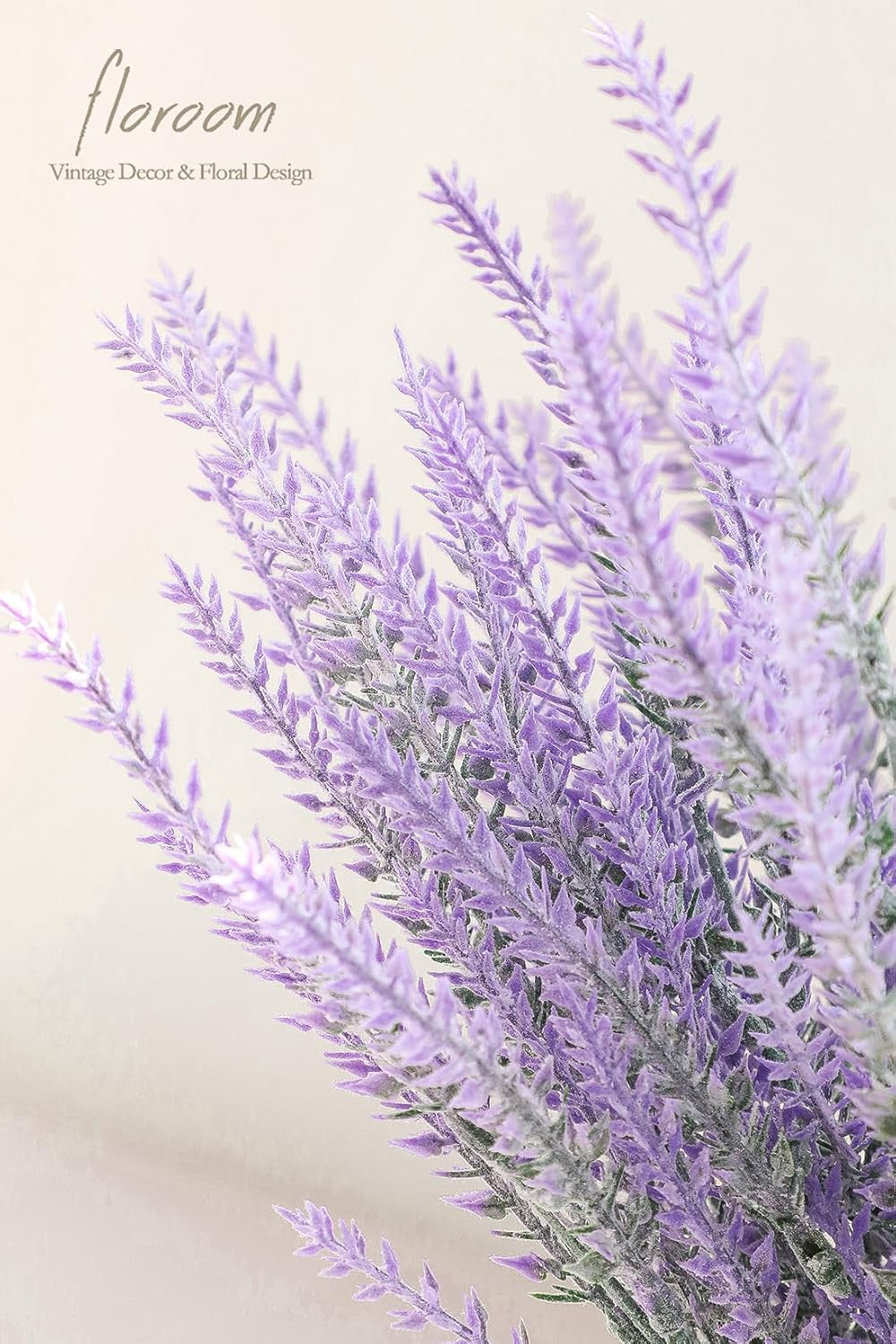 Artificial Purple Lavender - Set of 4 Flocked Faux Lilac Flowers for Wedding Bouquets, DIY Table Centerpieces, and Floral Arrangements