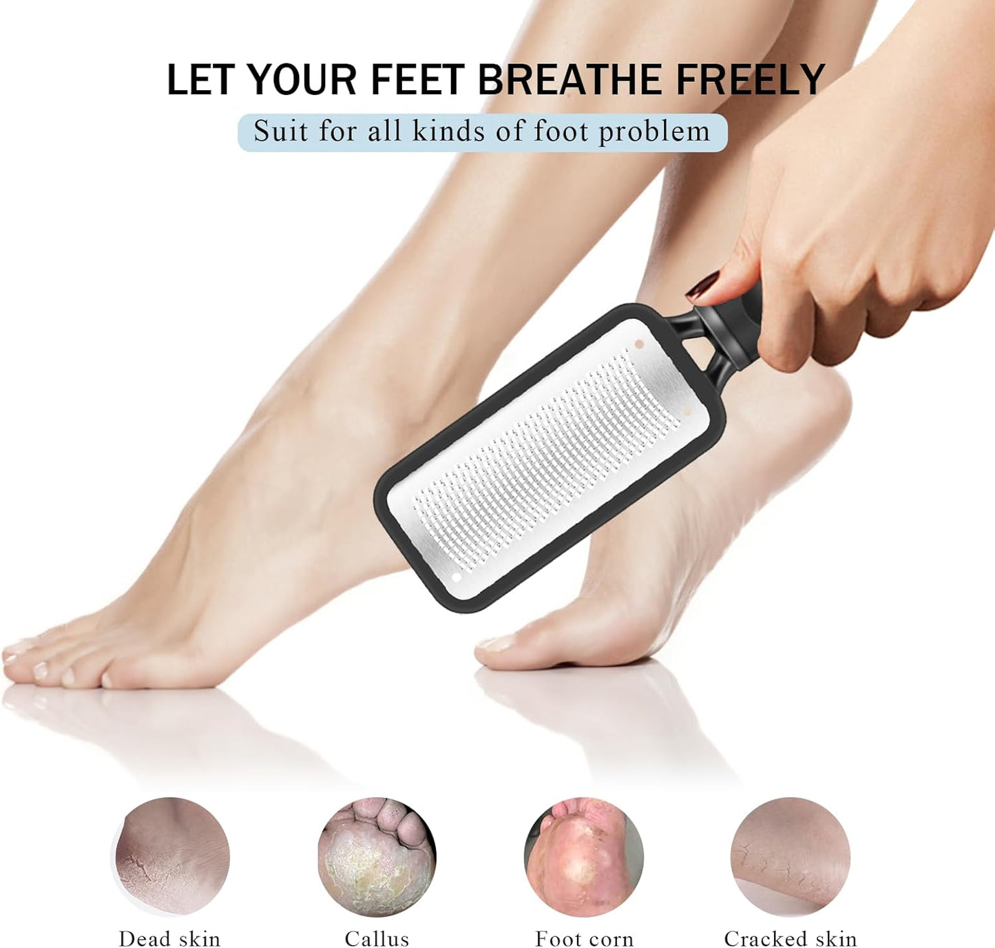 Callus Remover for Feet 2 Pack Colossal Foot Files Kit Foot Scrubber Foot Rasp Premium Stainless Steel Foot Files for Professional Foot Care