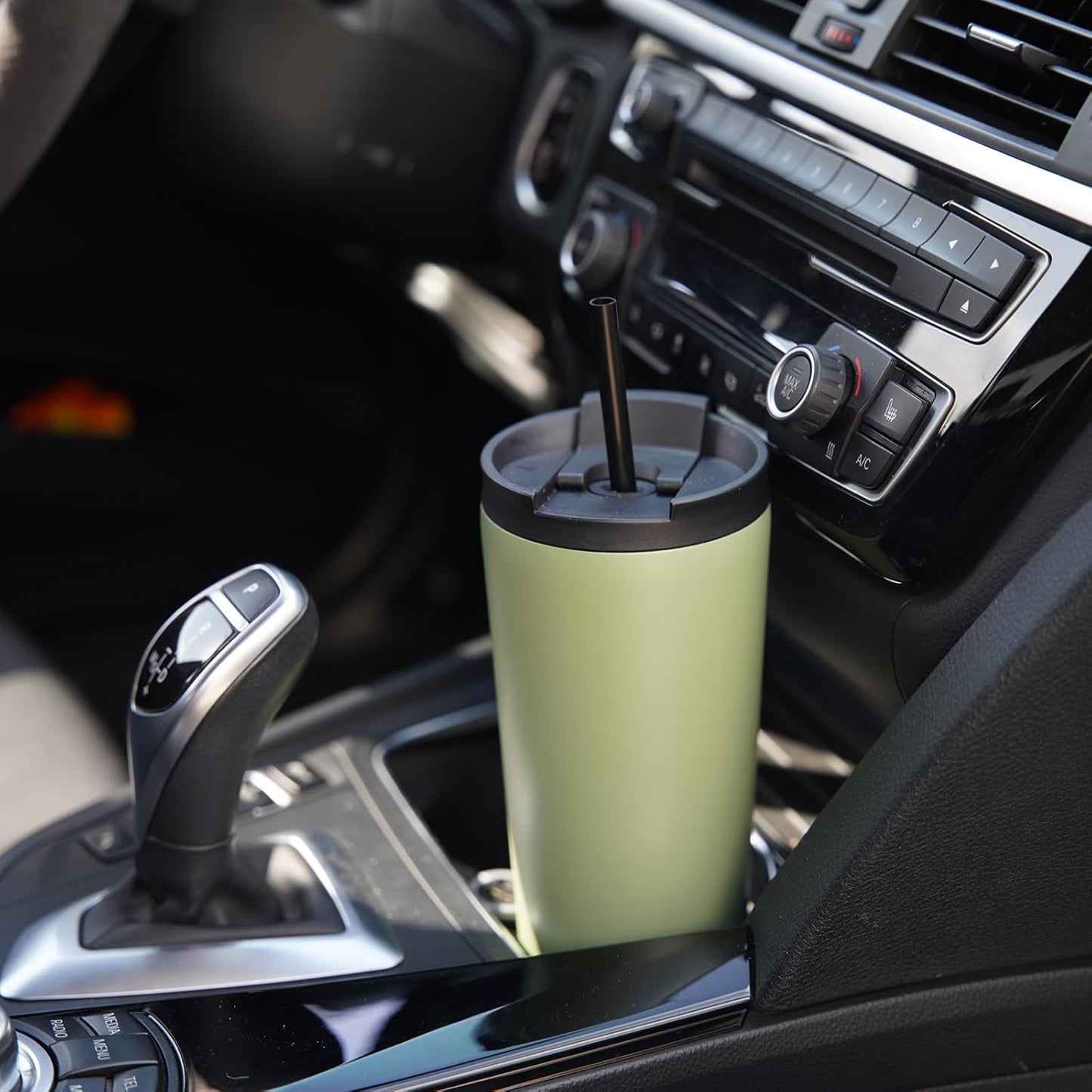 18 OZ Insulated Tumbler with Lid and 2 Straws Stainless Steel Water Bottle Vacuum Travel Mug Coffee Cup,Black