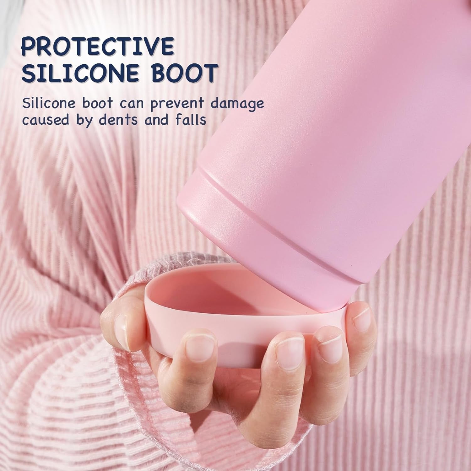 Kids Water Bottle, Stainless Steel Insulated Water Bottle for Kids, School, Boys Girls - Toddler Cup with Straws, Leak-Proof, BPA Free, Pink, 12 Oz