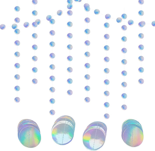 Round-Shaped Party Garland -  round Shape Iridescent Garlands for Birthdays Dancing Prom Anniversary Party Decoration - 4 Strings
