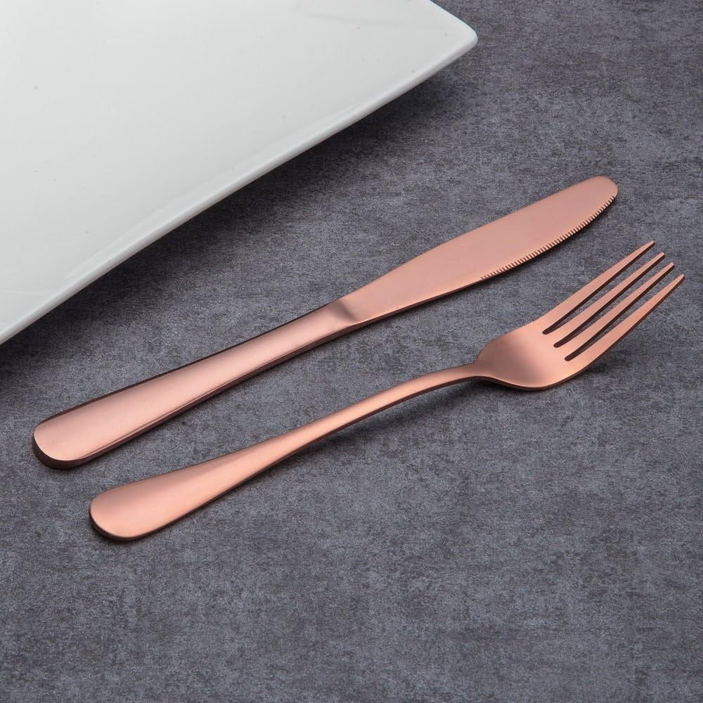 40-Piece Rose Gold Plated Stainless Steel Flatware Set, Service for 8