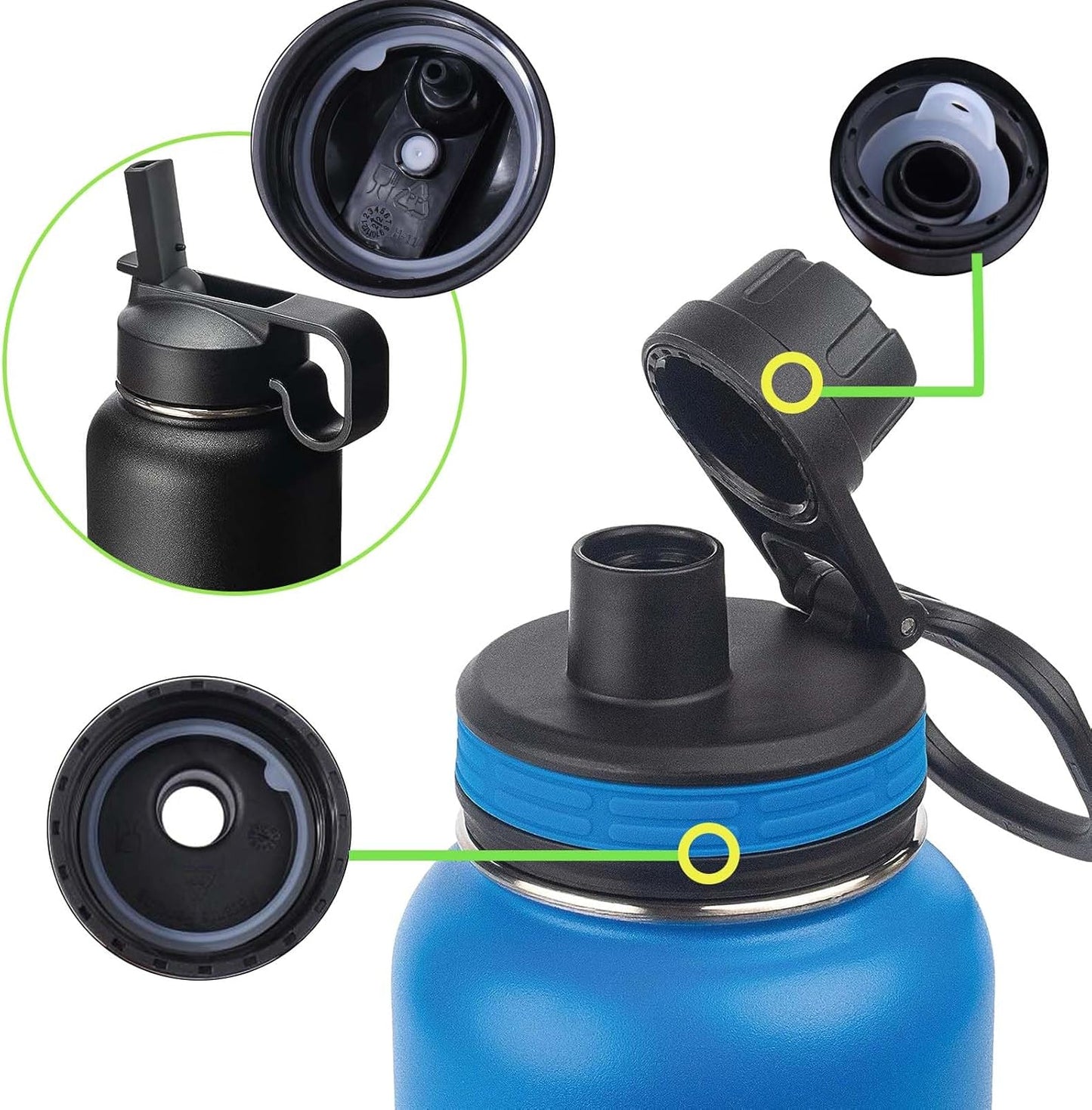 Silicone Gasket Replacement for Thermoflask 24Oz/32Oz/40Oz/64Oz, Each with Pick for Water Bottle Straw Lid, Chug Lid & Chug Spout