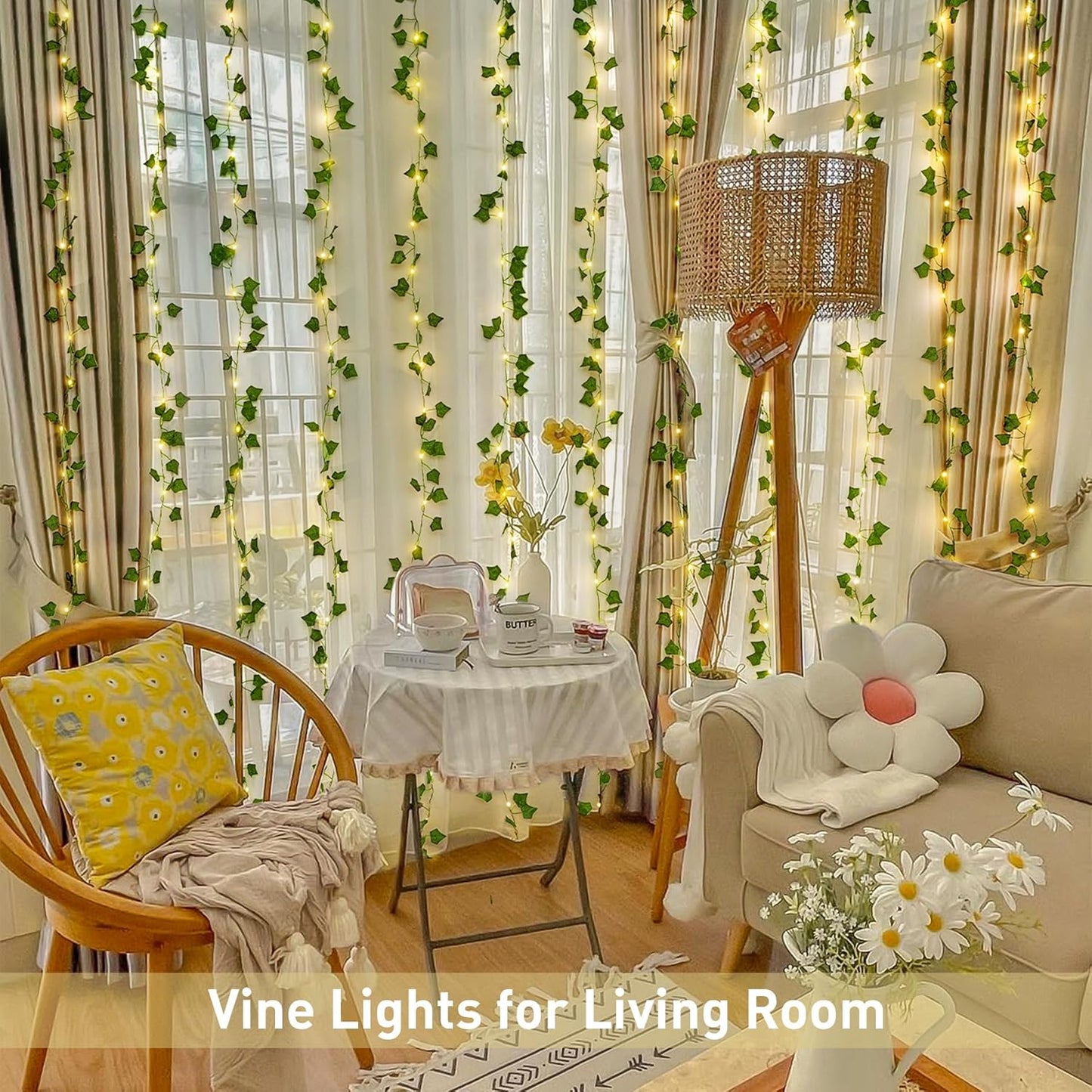 Vines Lights for Bedroom, 200 LED Vines Fairy Lights, Artificial Ivy Leaf Light for Wall Curtain Wedding Party Indoor Decor, 6.5Ft X 6.5Ft with Remote