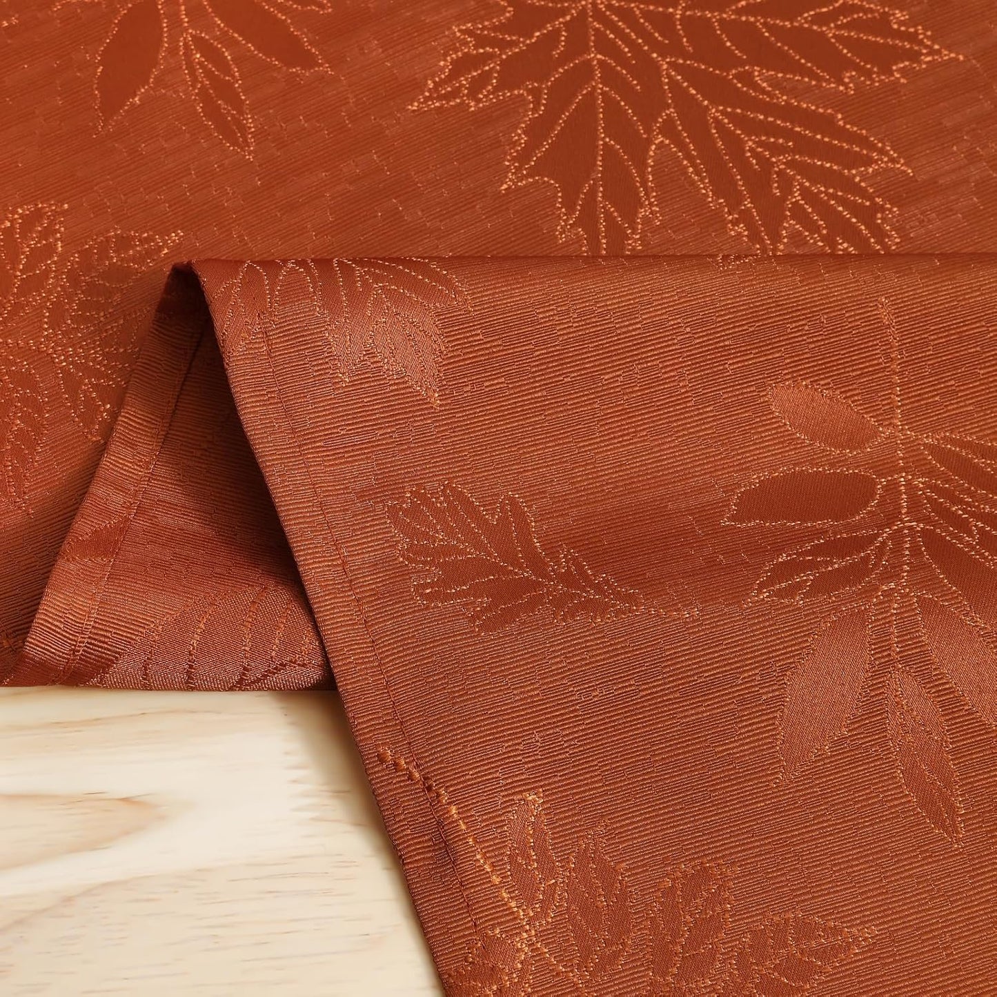Fall Table Runner - 13X72 Inch Autumn Leaves Damask for Harvest Parties and Thanksgiving Dinner, Rust