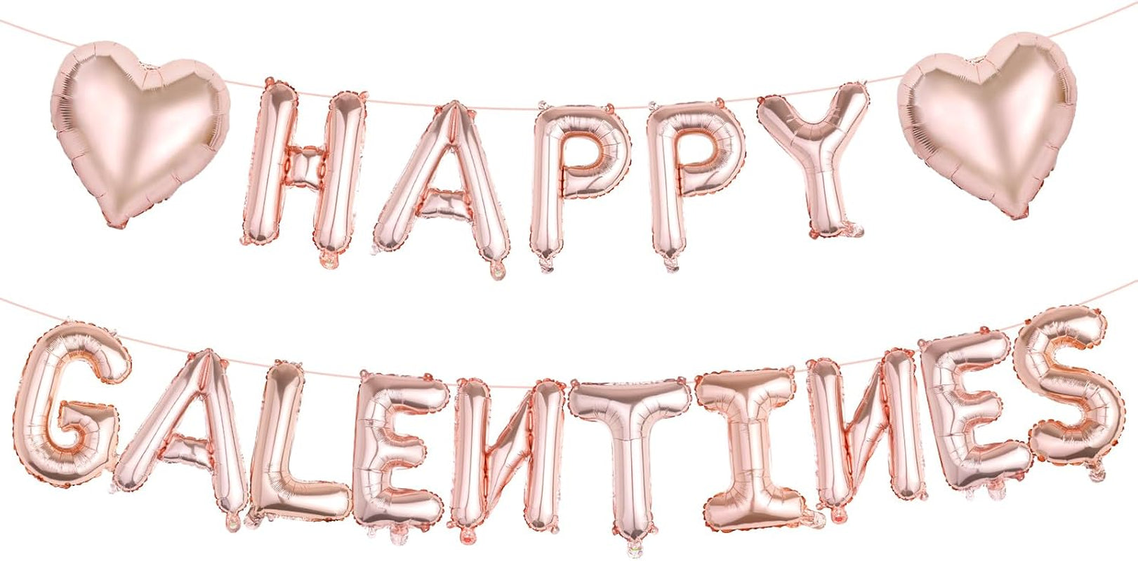 Happy Galentines Day Balloons Decorations, 16" Rose Gold 'HAPPY GALENTINES' Letters & Heart Shaped Balloons, Pink Valentines Day Party Supplies