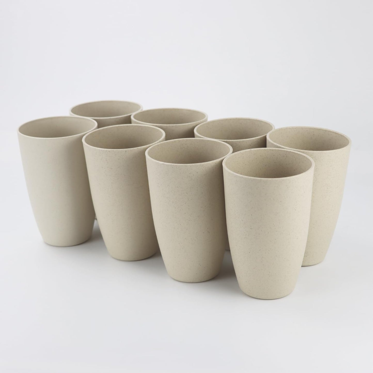 Unbreakable Wheat Straw Drinking Cups - Set of 8, Stackable, Reusable, Dishwasher Safe, 20 OZ, Beige Color