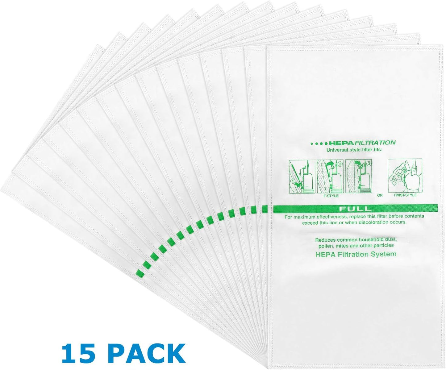 15 +5 Pack 204814 HEPA Filter Bags plus Belts, for Kirby Vacuum Bags 204811 204808 205811, Universal White Cloth Bags Fit for Sentria Models & All Generation with F-Style and Twist-Style