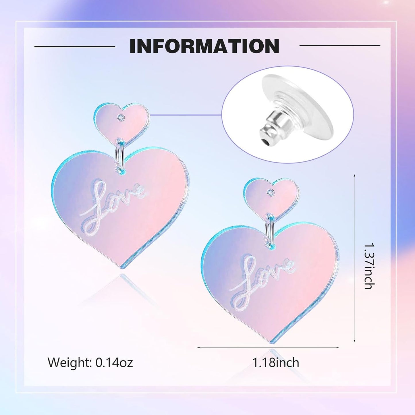 Pink Heart Earrings, Acrylic Lover Heart Dangle Earrings Lover Earrings Pink Earrings for Women Hoop Earrings Jewelry