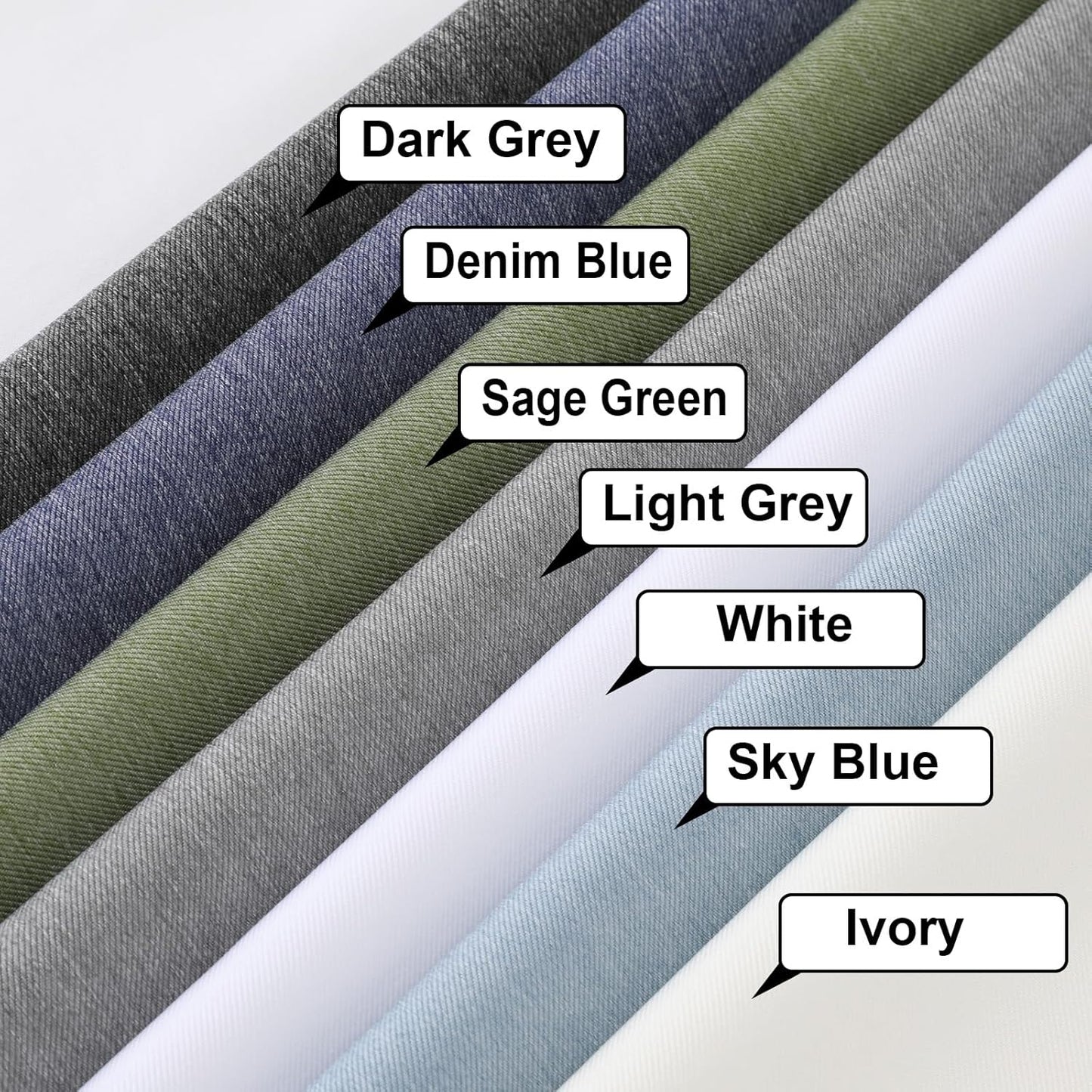 Jack Ivory Stall Small Shower Curtain 36X72 Inches, Solid Faux Denim Fabric Shower Curtain for Bathroom, Soft Airy Hotel Spa Quality with 12 Plastic Hooks, 36" W X 72" L, Ivory