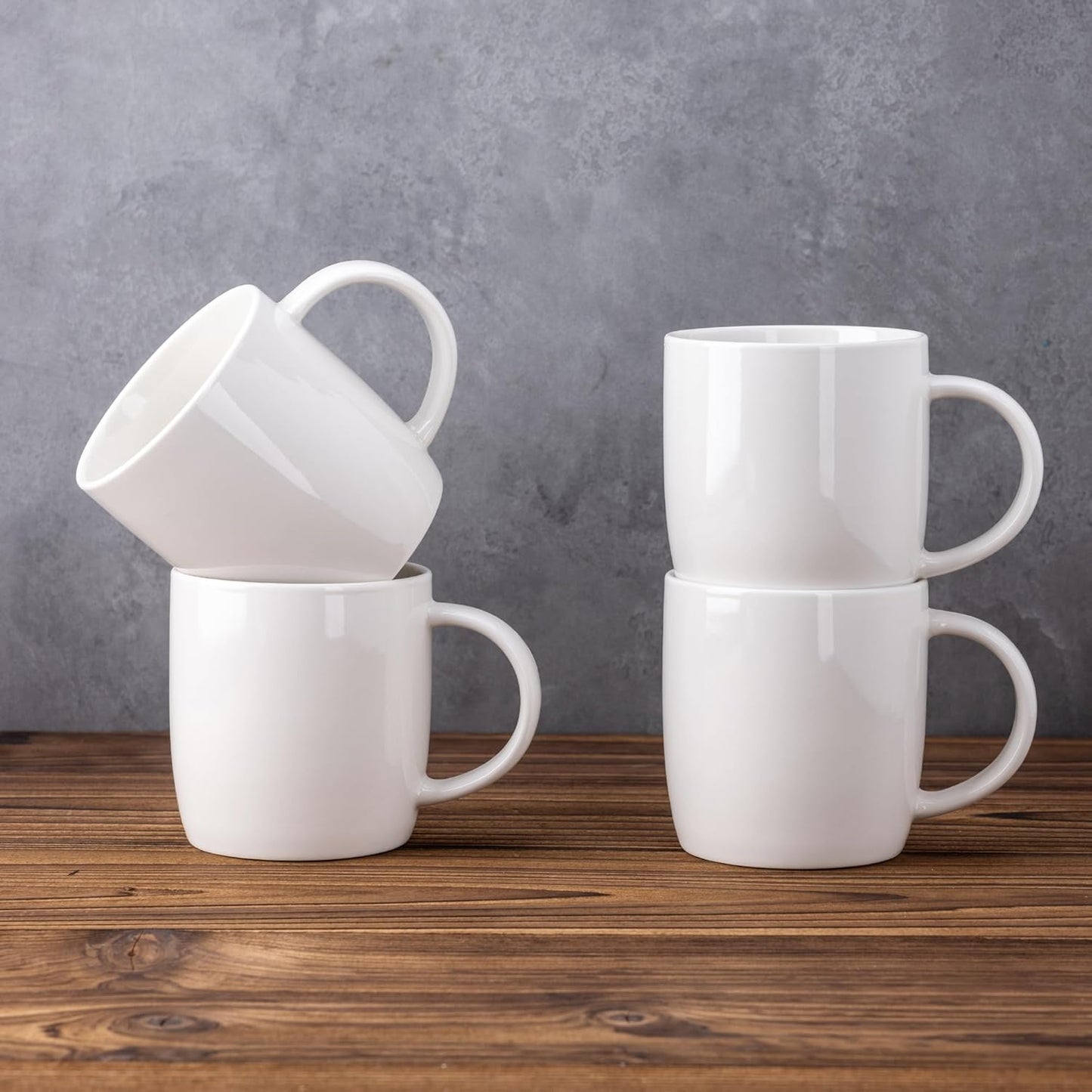 12 oz Ceramic Coffee Mugs Set of 12 with Large Handle - Lightweight, Dishwasher & Microwave Safe for Latte, Cappuccino, Cocoa, and Milk