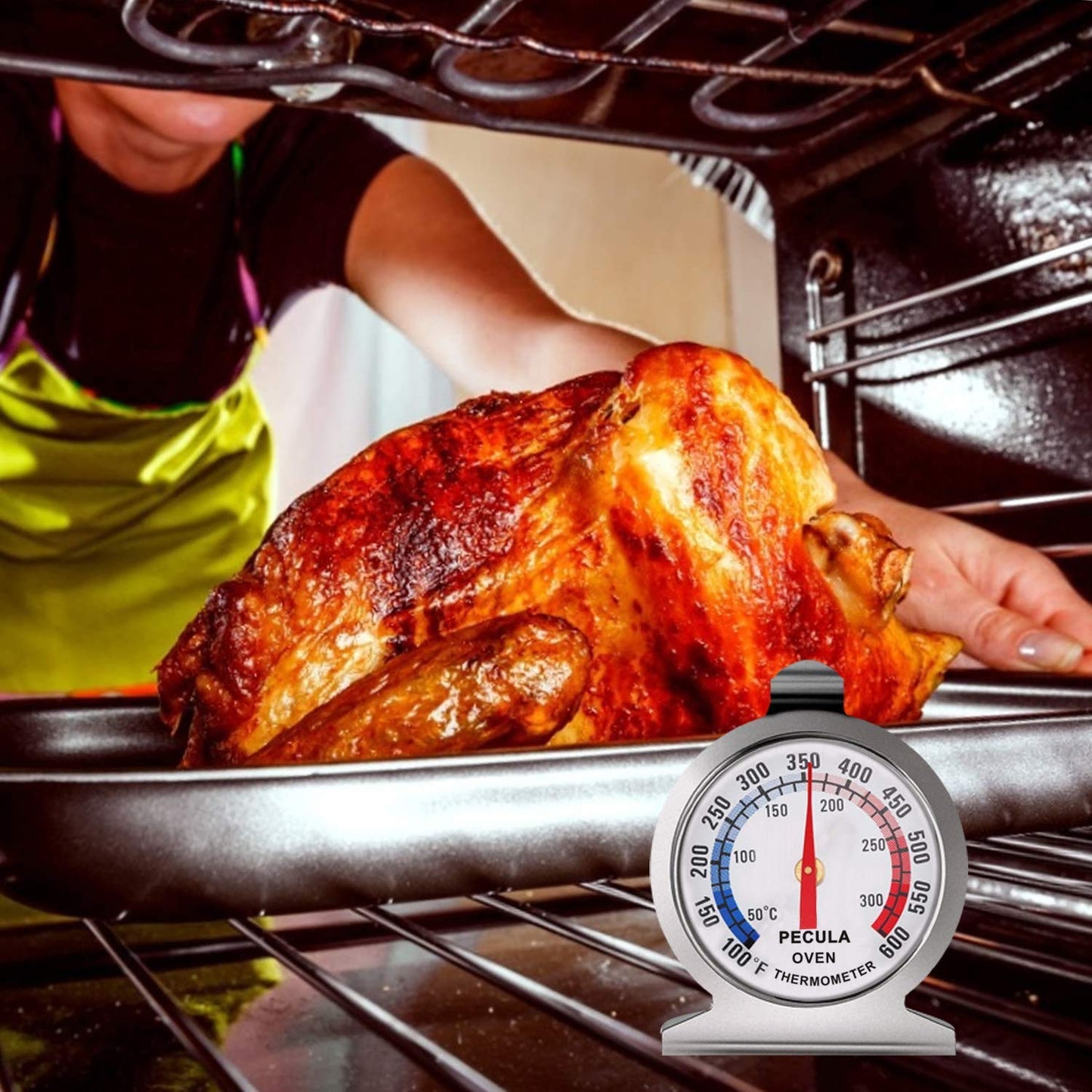 2 Pack Refrigerator Thermometer -30~30°C/-20~80°F and 1 Pack Oven Thermometer 50-300°C/100-600°F