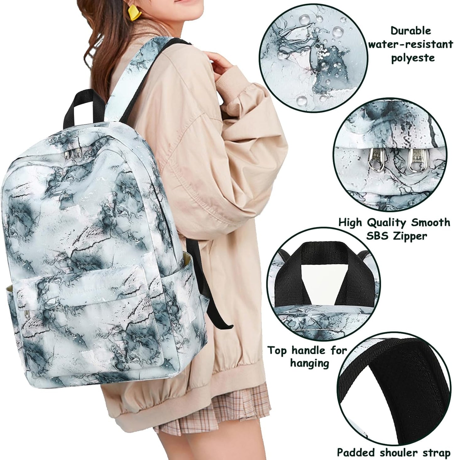 Teen Girls School Backpack Kids Bookbag Set with Lunch Box Pencil Case Travel Laptop Backpack Casual Daypacks