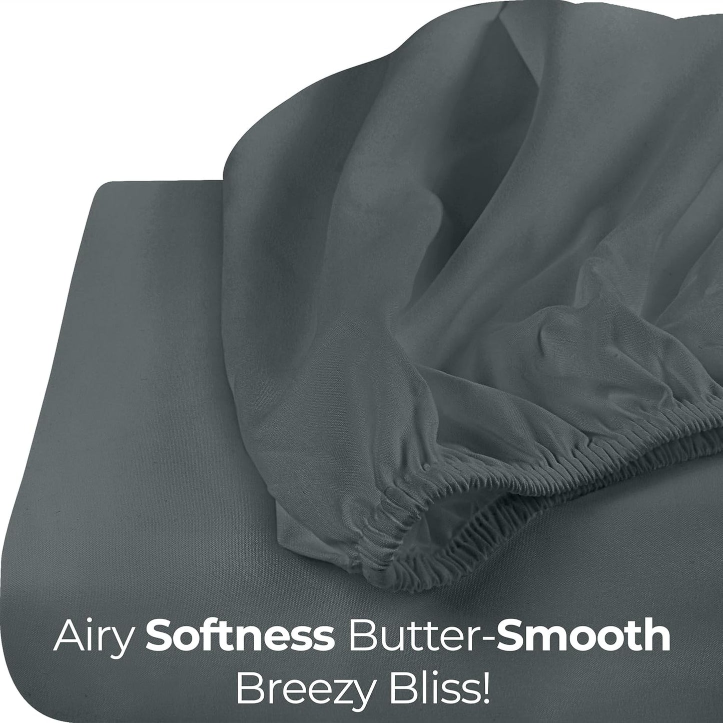 Queen Fitted Sheet - Bottom Sheet - Deep Pocket - Soft Microfiber - Shrinkage and Fade Resistant - Easy Care -1 Fitted Sheet Only (Grey)