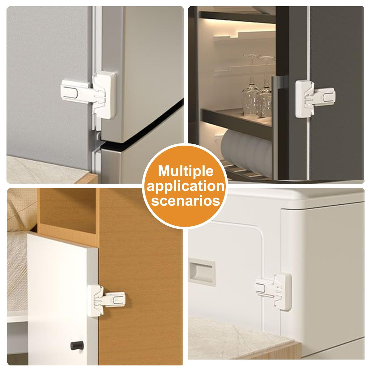 2Pack Fridge Locks for Kids, Child Proof Refrigerator Door Locks for Toddler and Baby Safety, Freezer Locks for Kids with Sticky Adhesive for RV Refrigerator, No Tools Required Childproof Locks