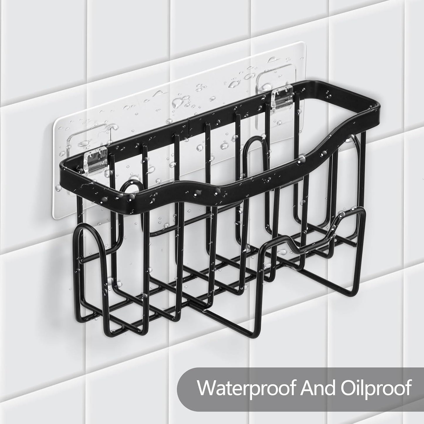 Adhesive Hooks for Sink Caddy,Replacement Adhesive Hooks for Sponge Holder,Kitchen Sink Caddy Hook,No Drilling,Adhesive Strip Kitchen Hooks Strong -2 Packs, Clear