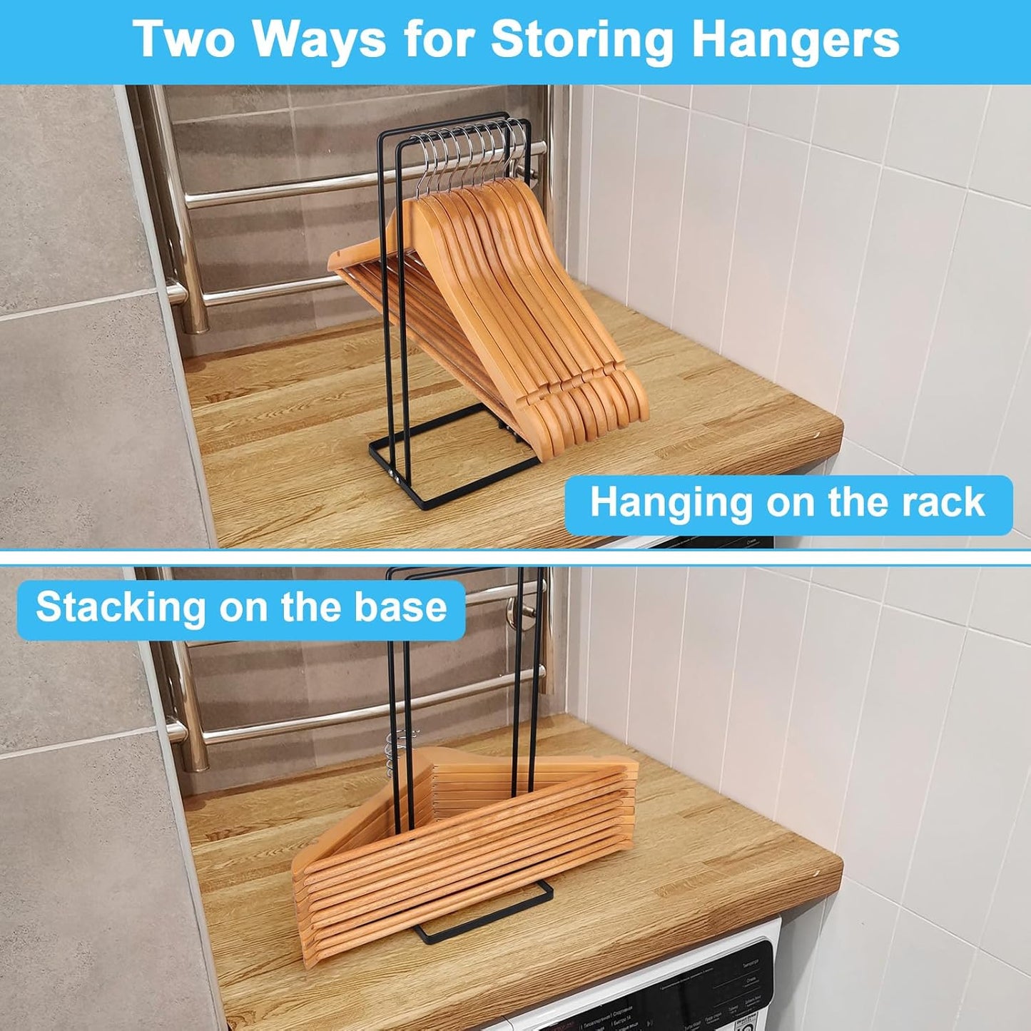 Hanger Organizer Stacker, Clothes Hanger Holder for Closet Laundry Room, Hangars Stacker Hold up 110 Wire Hangers for Storage Organizer, Hanger Rack Stand for Adult Child Velvet Pants Hangers