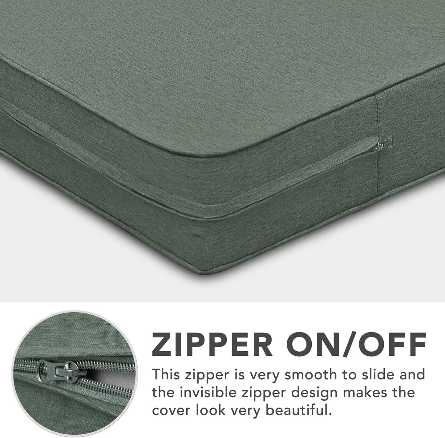 Patio Cushion Covers 22X20X4 Inch 4 Pack, Linen Look Outdoor Water Resistant Chair Seat Cushion Slipcover with Zipper for Outdoor Furniture, Covers Only! Sage Green