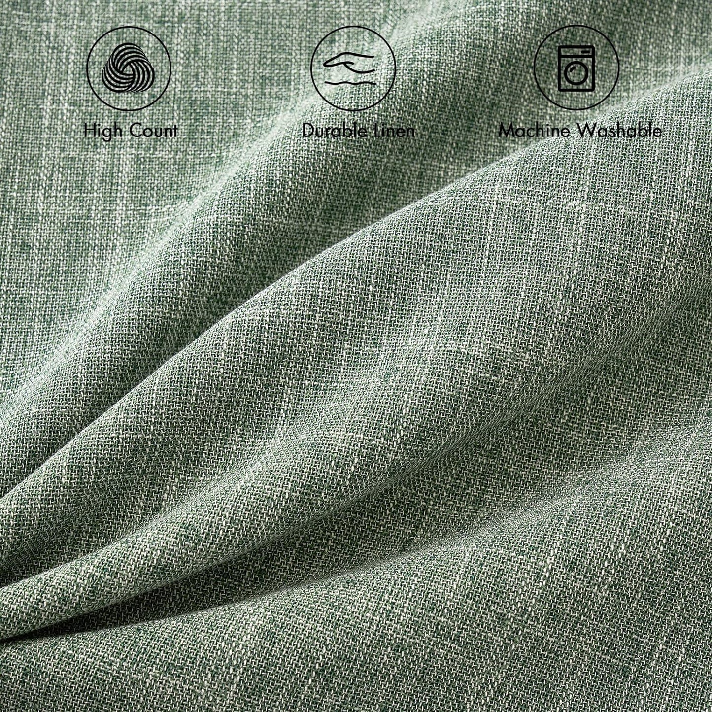 Set of 2 Sage Green Decorative Linen Burlap Pillow Covers for Farmhouse Boho Style, 16x16 Inch Accent Pillowcases for Sofa, Car, Couch, and Bedroom Decor