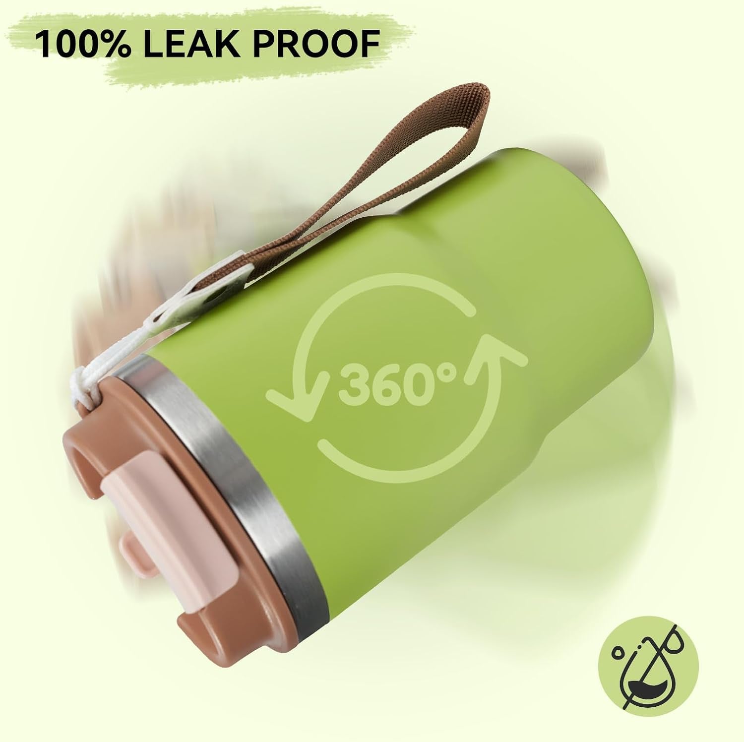 16Oz Coffee Tumbler, Stainless Steel Vacuum Travel Coffee Mug, Leak Proof Double Wall Coffee Mug with Lids for Home, Office, Outdoors, Light Green