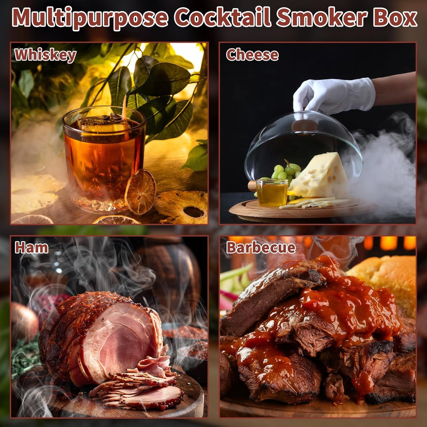 Cocktail Smoking Kit with Torch, Food Tray, and Apple & Cherry Wood Chips - Whiskey Infuser Set for Old Fashioned Drinks - Ideal Bourbon Gifts for Men (Excludes Butane and Cup)