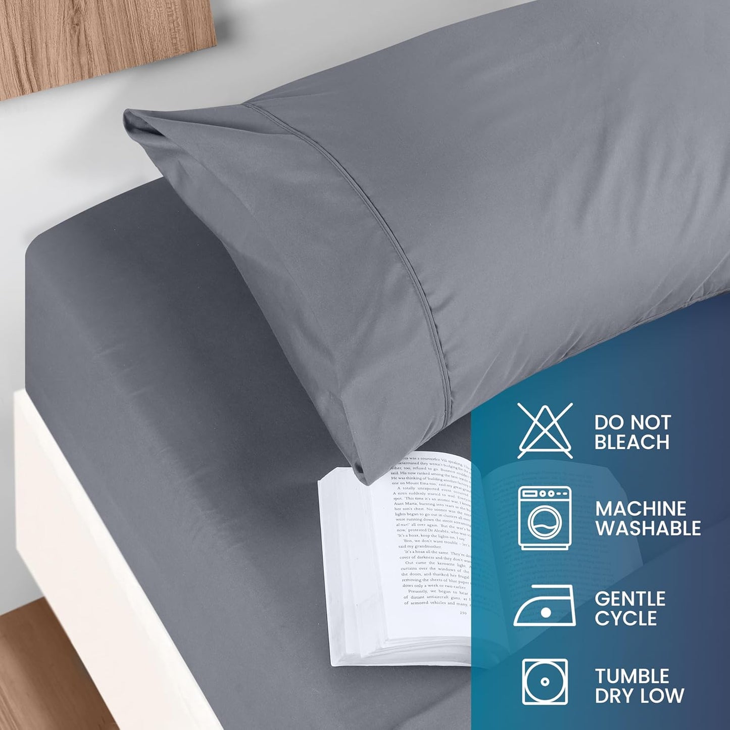Queen Sheet Set – Brushed Microfiber – Ultra Soft Bed Sheets for Queen Size Bed Set – Deep Pocket, Wrinkle & Fade Resistant – Includes 1 Fitted, 1 Flat, 2 Pillowcases (Grey)