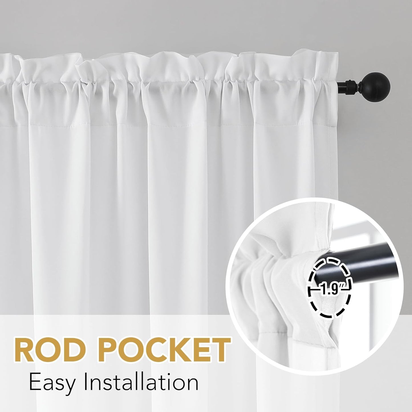 Sheer Curtains 63 Inches Long Non-See-Through Farmhouse Curtains for Living Room Light Filtering Semi Sheer Panels for Bedroom Privacy Window Drapes 2 Panels Rod Pocket, White