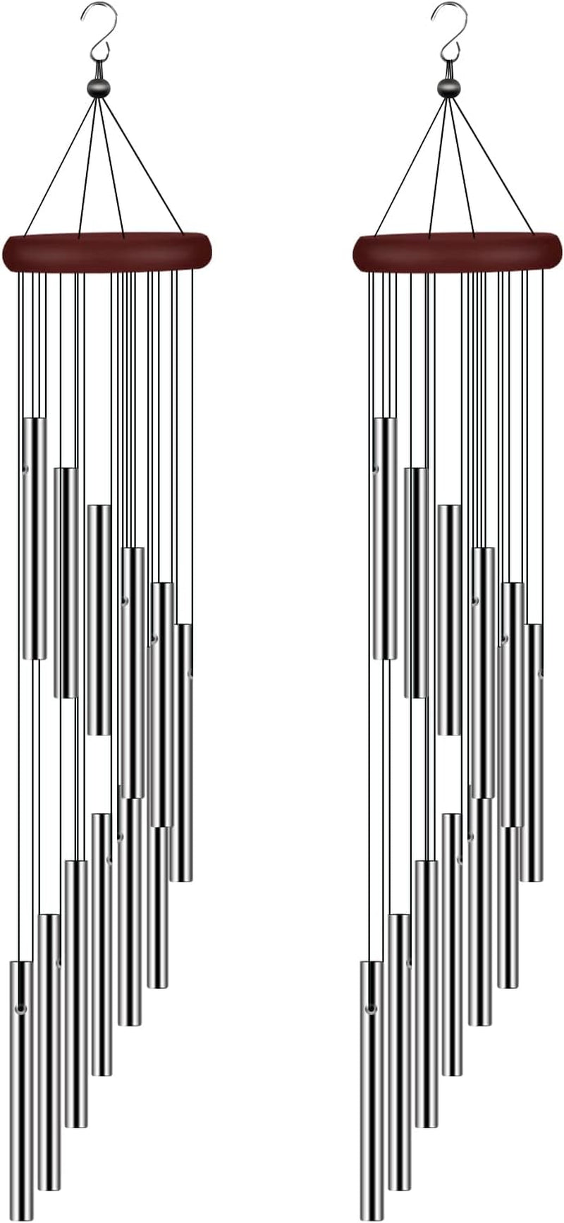 2 Pack Wind Chimes for Outside, Sympathy Wind Chimes Outdoor Clearance with 12 Aluminum Alloy Tubes and Hook, Memorial Wind Chime Gift Decoration for Home, Patio, Garden, Outdoor