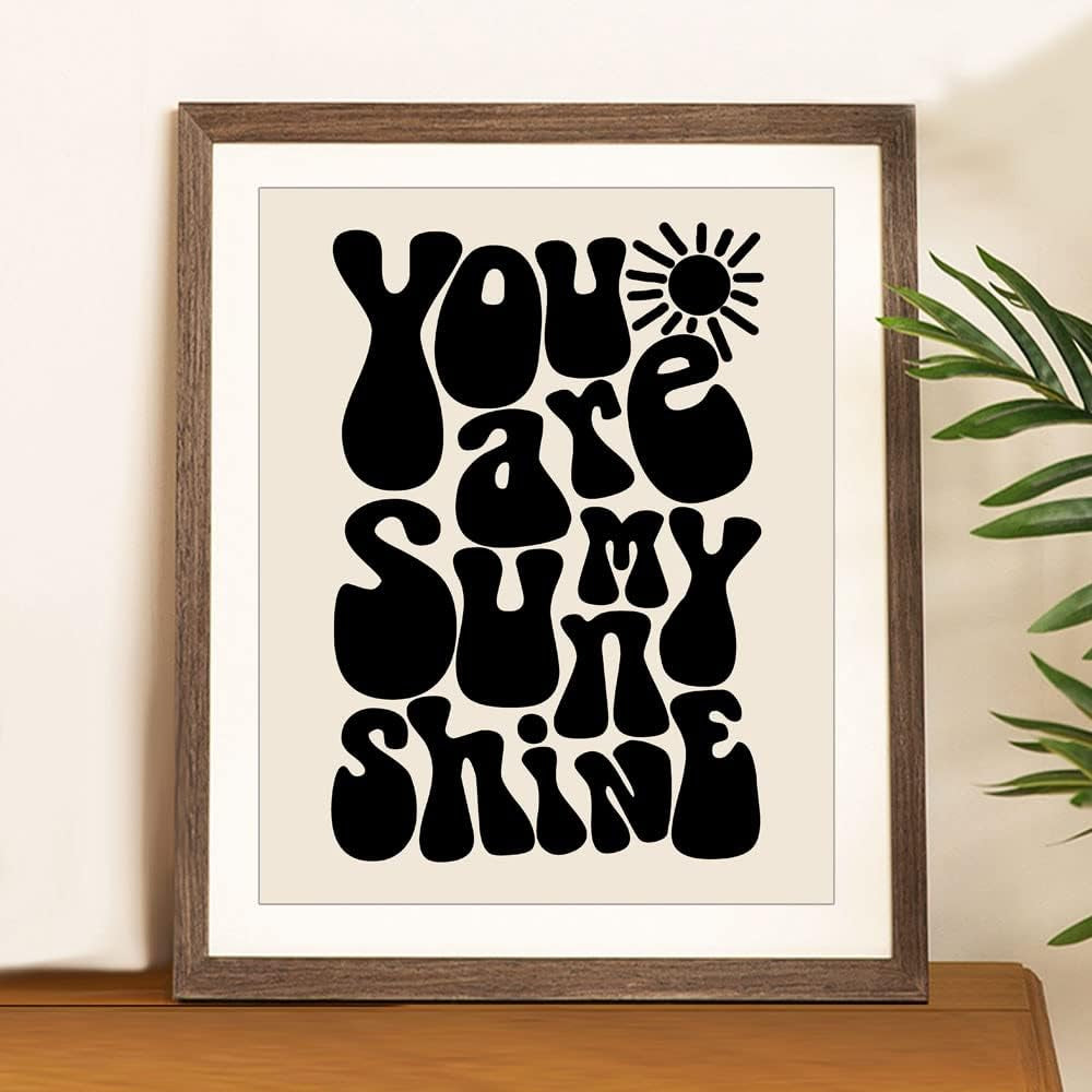 You Are My Sunshine Wall Art, Baby Shower Gift, Baby Room Decor, Sun Nursery Art, Cute Baby Wall Art, Newborn Baby Gift, Black and White, Unframed (11X14 INCH)