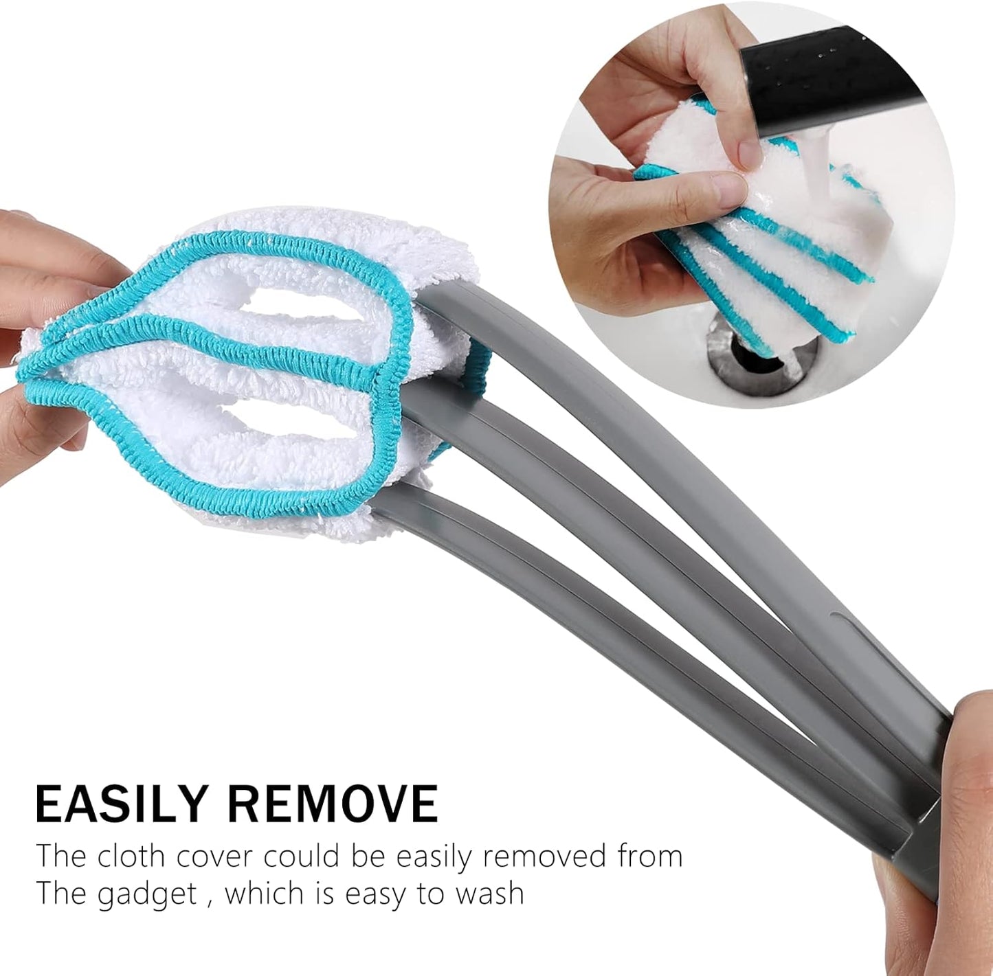 Blind Duster, Blind Cleaner Duster and Brush Kit with 3Pcs Removable Microfiber Sleeves Groove Gap Cleaning Tool for Household Cleaning Window Cleaning Air Conditioner Cleaner