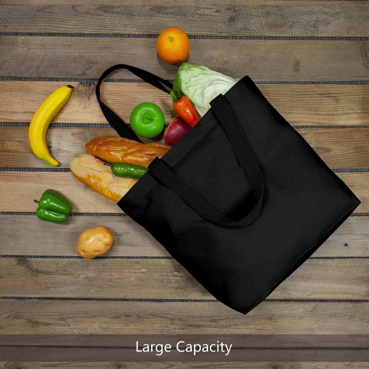 2-Pack Canvas Tote Bags with Magnetic Snap, Reusable Grocery Shopping Bags, DIY Your Creative Designs