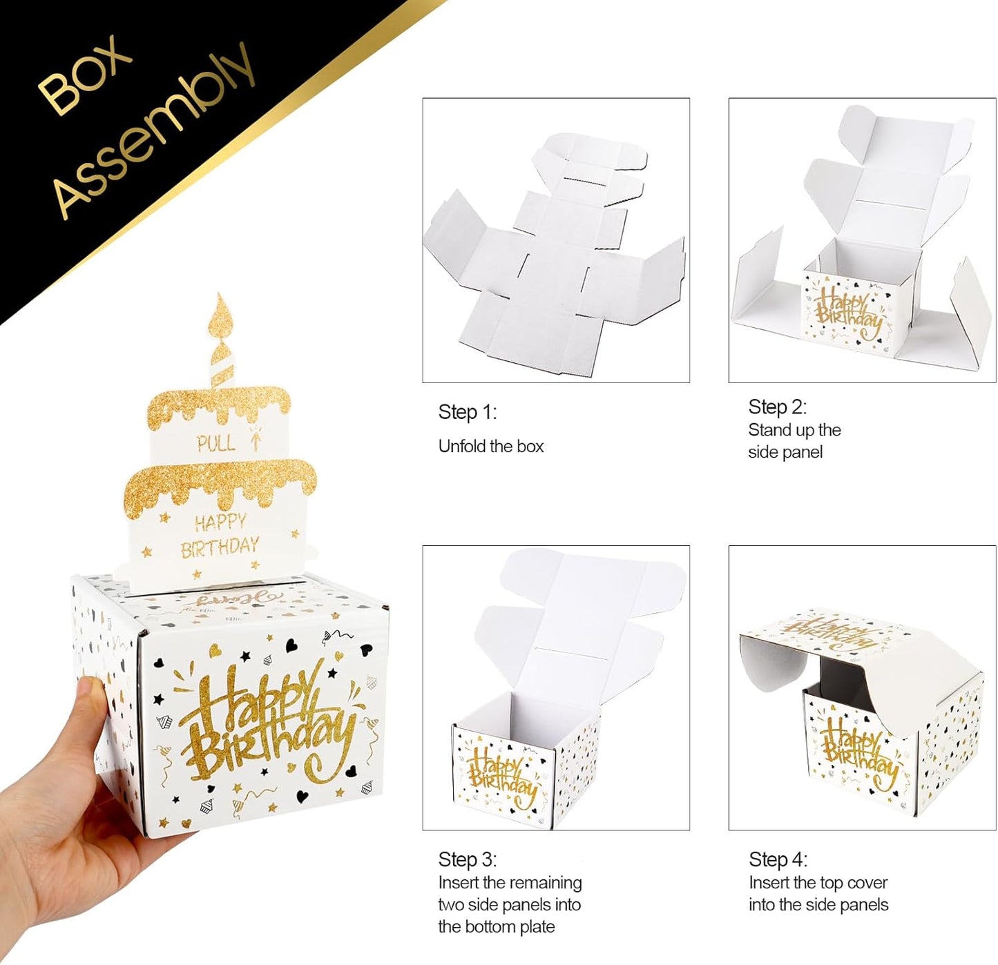 Money Box for Cash Gift- Birthday Money Pull Box - Fun Money Gift Ideas, Perfect Cash Birthday Gifts for Kids, Her, Wife, Mom, Girls, Daughter, Women, and Men - White