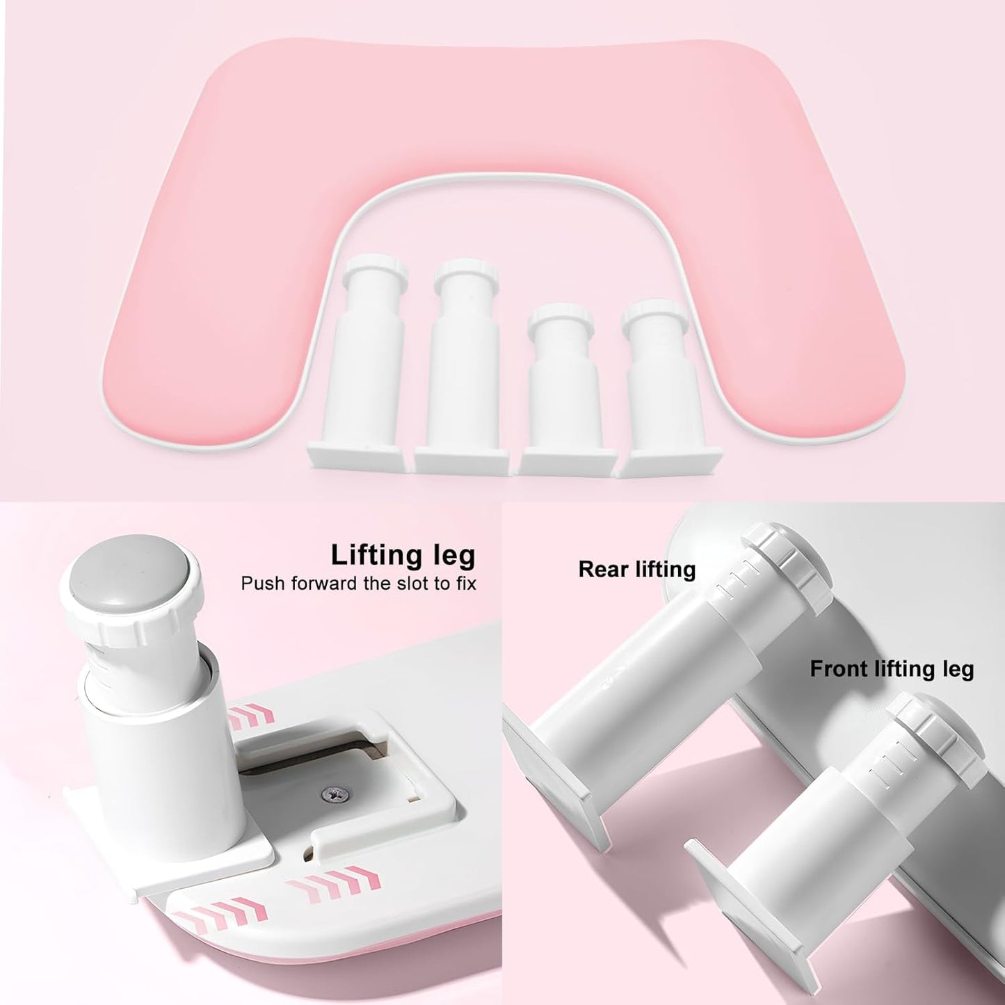 Nail Arm Rest, U-Shaped Adjustable Height Nail Hand Rest for Manicure, Microfiber PU Leather Hand Rest Pillow for Acrylic Nail, Soft Hand Rest/Nail Hand Pillow for Manicure Salon Use-Pink