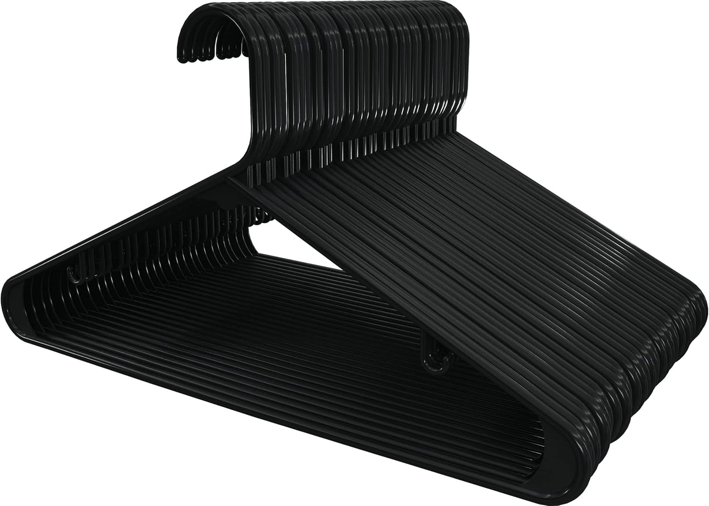 Plastic Hangers 50 Pack - Clothes Hanger with Hooks - Durable & Space Saving (Black)