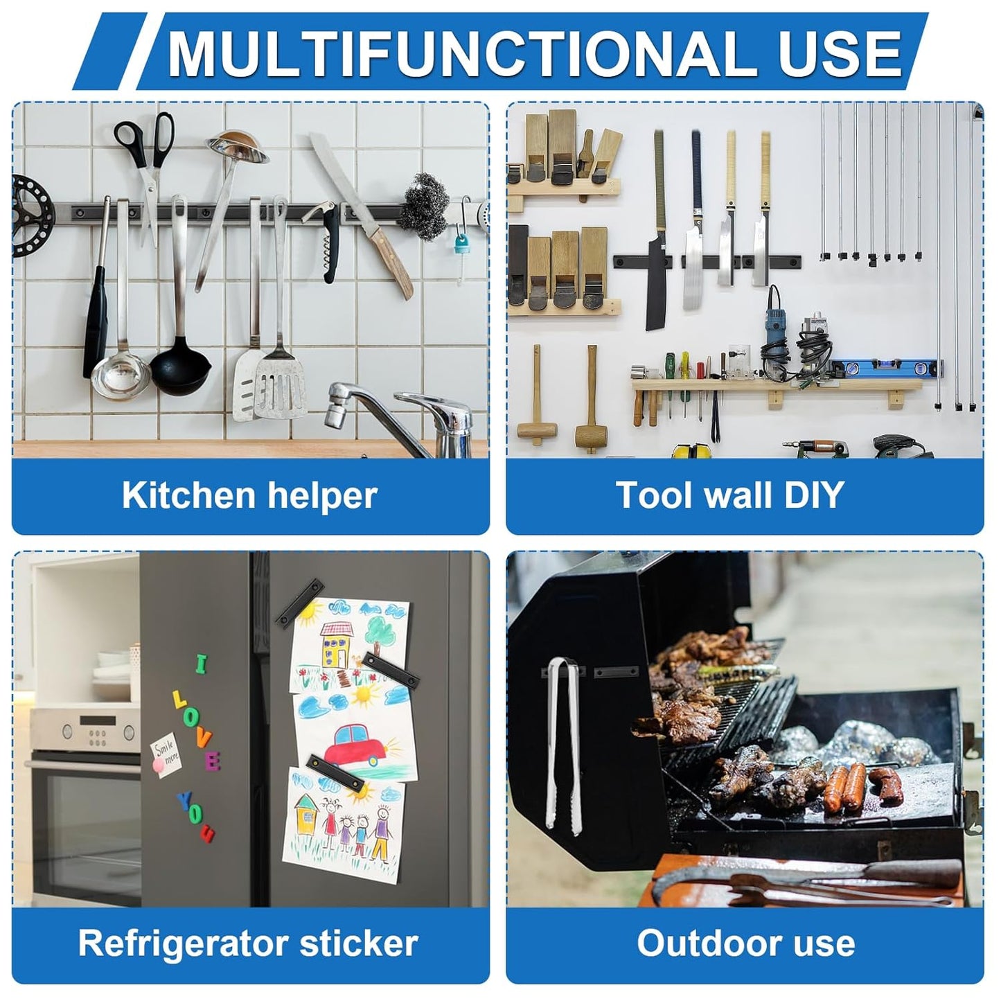 Neodymium Rectangular Pot Magnets 80Lbs, 60X13.5X5Mm Strong Bar Magnets with Countersunk Hole, Rare Earth Magnet for Mounting,Cabinet Magnet for Magnetic Door Catch, Black Pack of 6