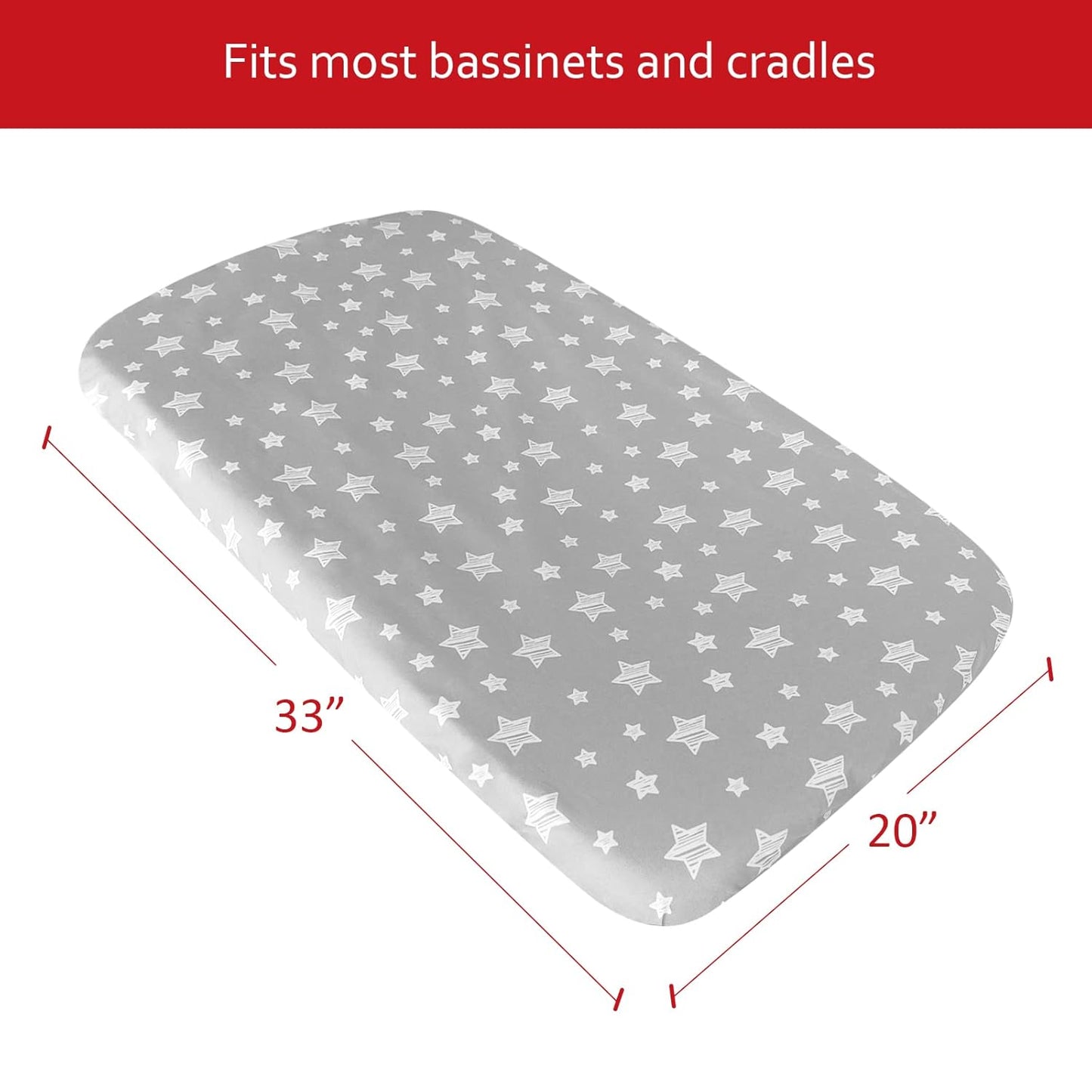 Waterproof Bassinet Sheets 2 Pack, Compatible with RONBEI & Koola Baby & Baby Joy Bassinet, 33" X 20" Fits Most Bassinets and Cradles