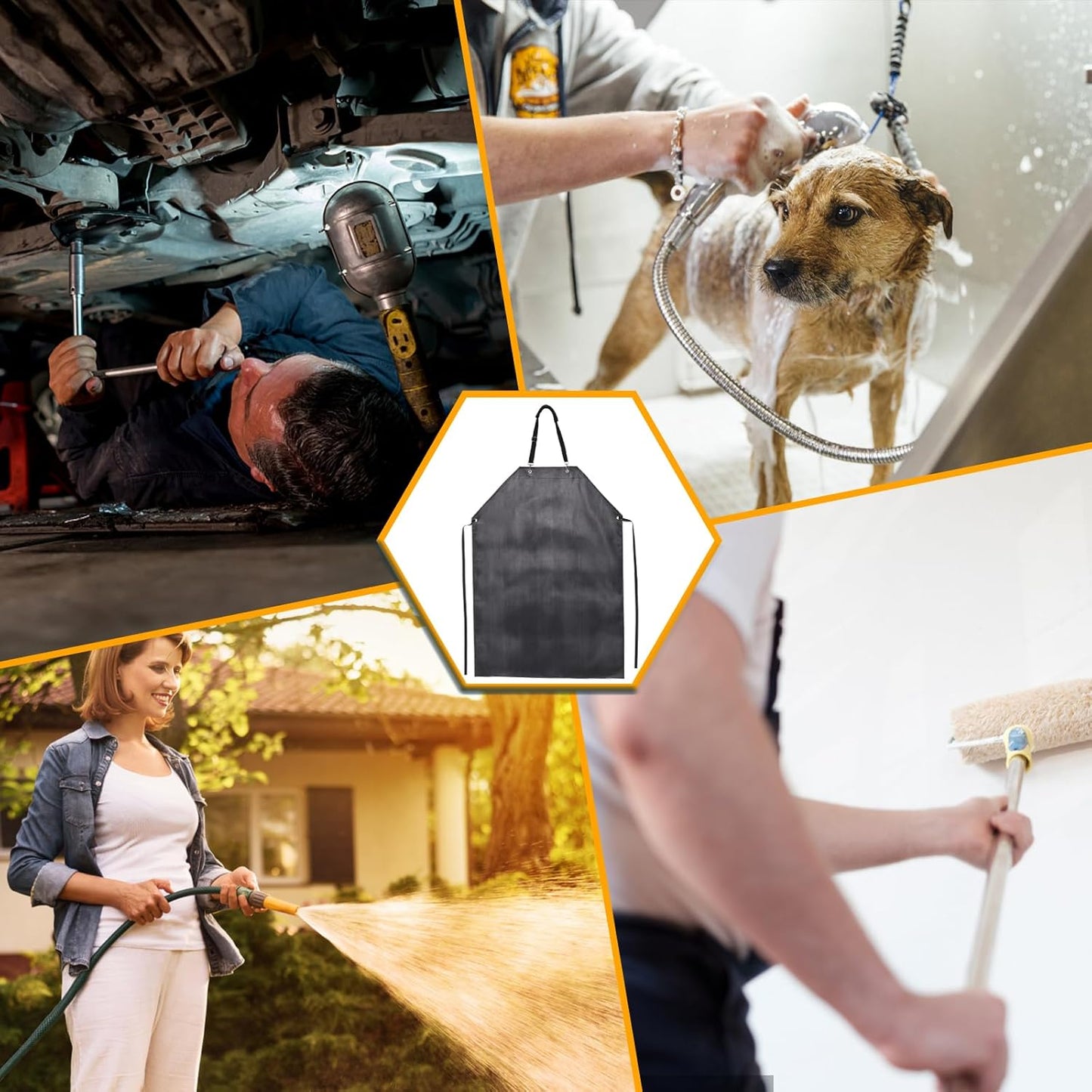 Thick Rubber Waterproof Apron, Adjustable Heavy Duty Dishwashing Apron, Work Apron for Cooking, Cleaning Fish, Gardening, Lab Work, Butcher and Dog Grooming