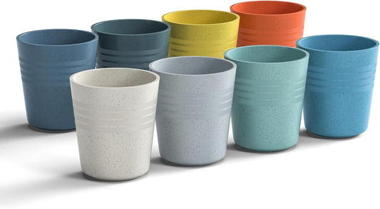 8 Oz Wheat Straw Drinking Cups, 【Set of 8】 Small Plastic Cups Reusable, BPA Free Unbreakable Water Cups for Kitchen and Dining,Dishwasher and Microwave Safe
