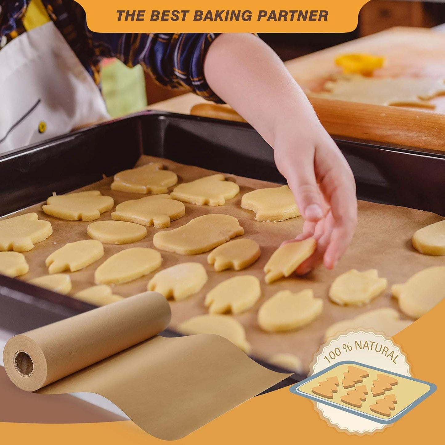 Unbleached 15 X 200 Ft Parchment Baking Paper Roll - 250 Sq.Ft for Baking, Cooking, Grilling, Air Fryer and Steaming