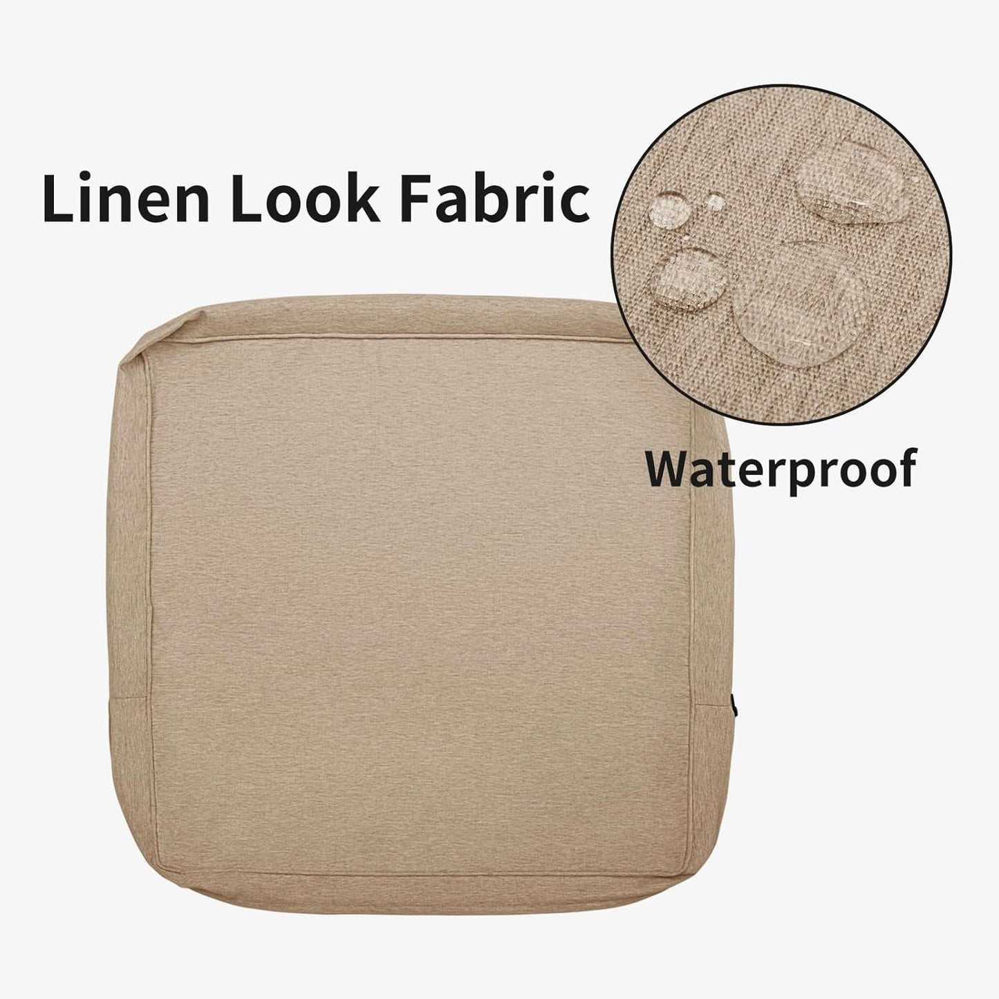 Patio Cushion Covers 24X24X4 Inch 4 Pack, Linen Look Outdoor Water Resistant Chair Seat Cushion Slipcover with Zipper for Outdoor Furniture, Covers Only! Beige